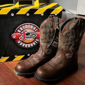 JUSTIN ORIGINAL WORKBOOTS Work Boot: B, 9 1/2, Western Boot Footwear, 1 PR